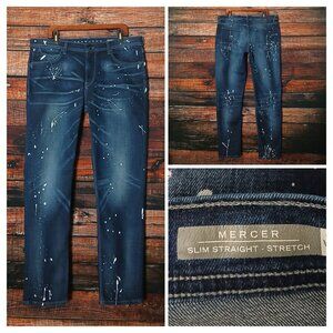 Sean John Jeans Mens 38X33 Mercer Fit Slim Straight Paint Splatter Denim Stretch